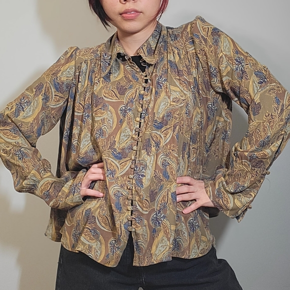 Free People Paisley Modern Muse button down Floral Blouse - Picture 3 of 10